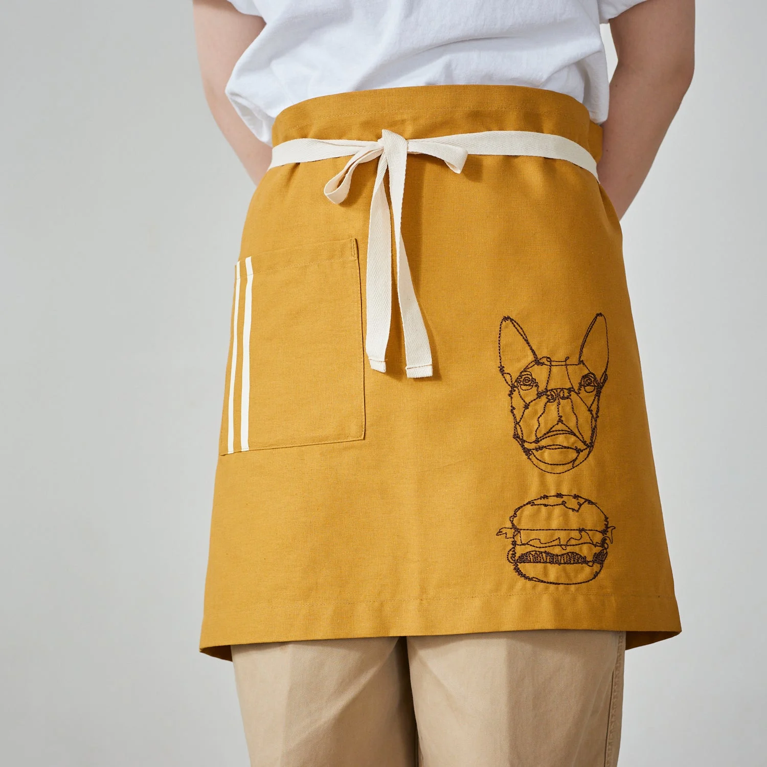[Kokka Lifestyle] +HAyU Cotton Linen Short Apron - Mustard