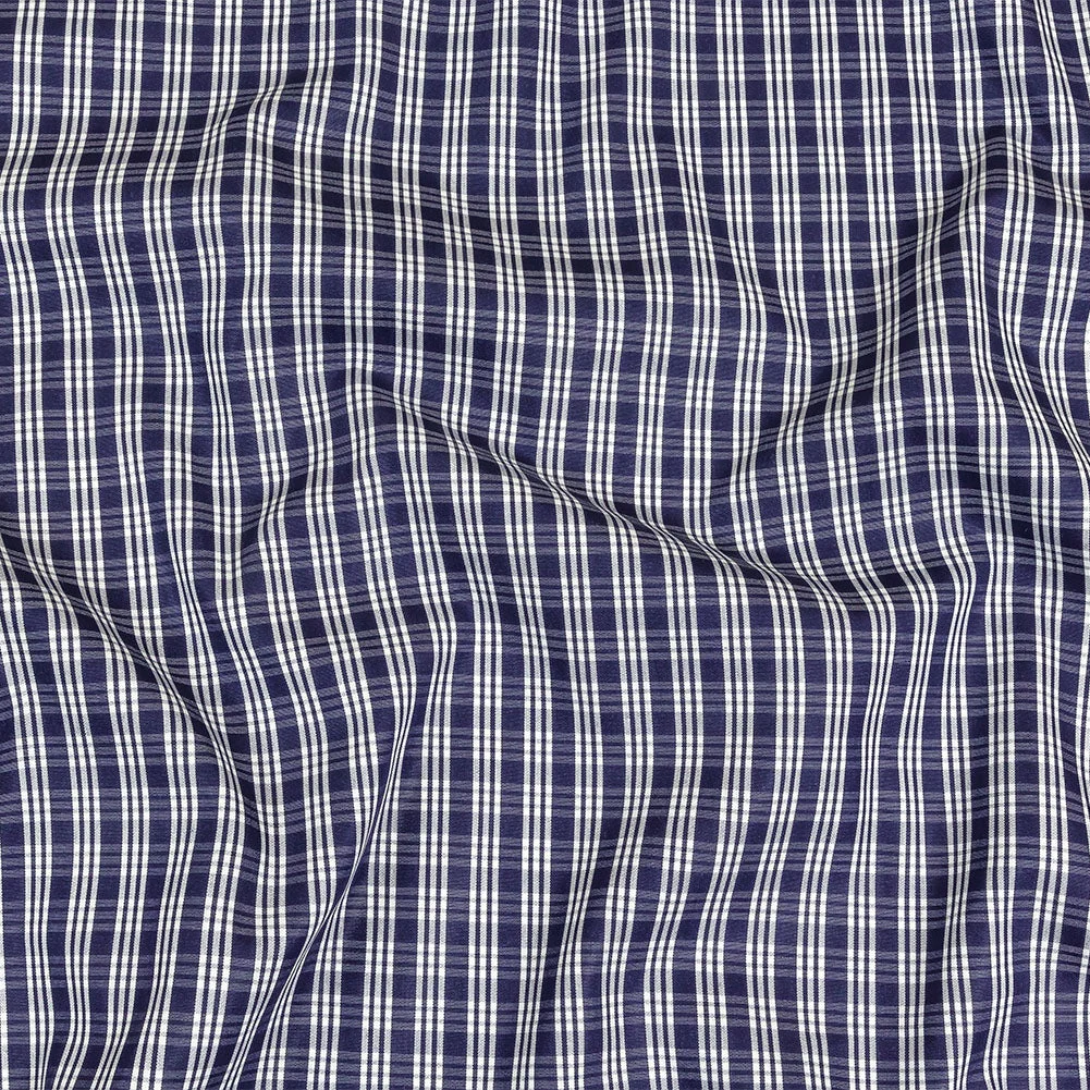 Astral Aura and White Plaid Twill Cotton Shirting