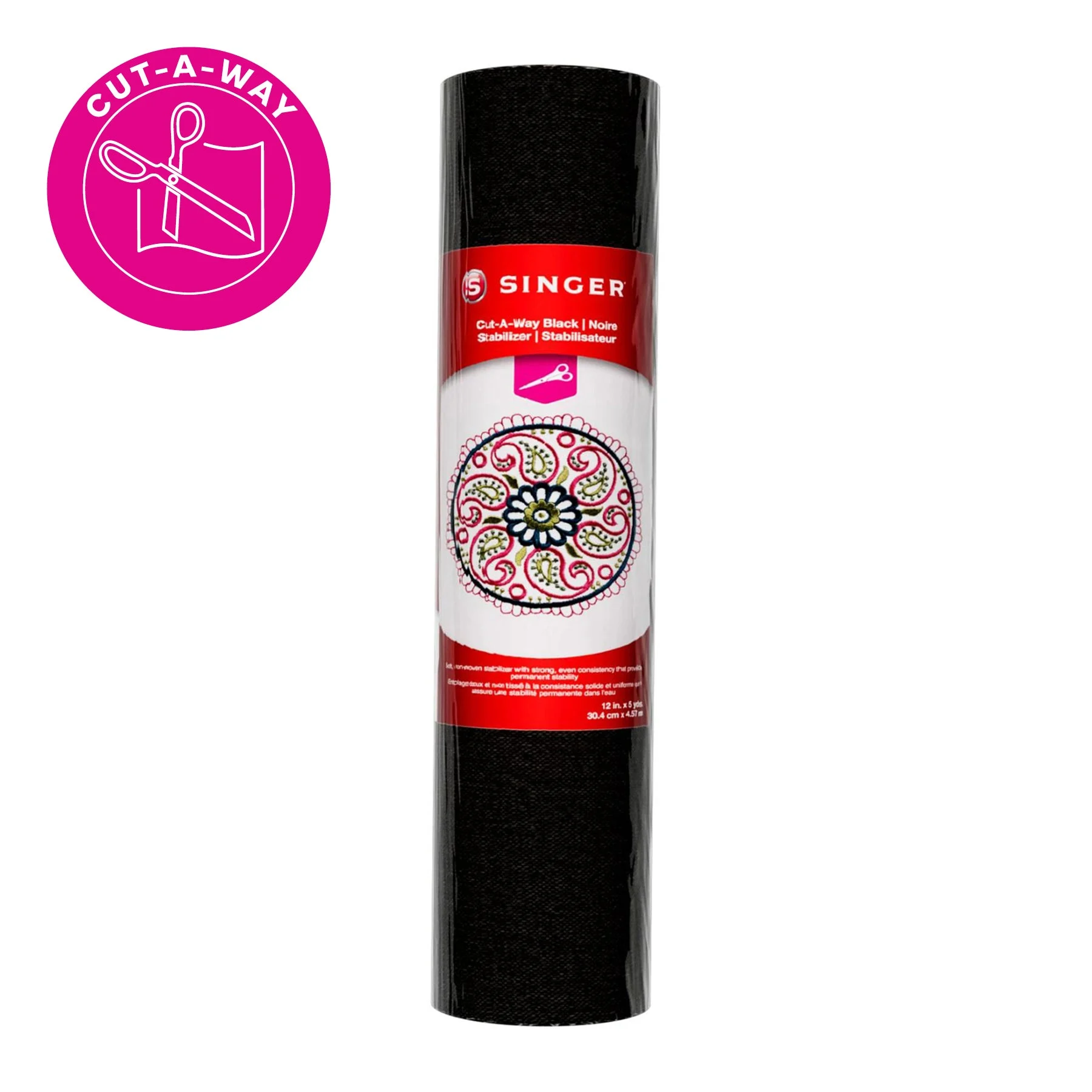 SINGER Cut-A-Way Black Stabilizer 12 inches x 5 yards