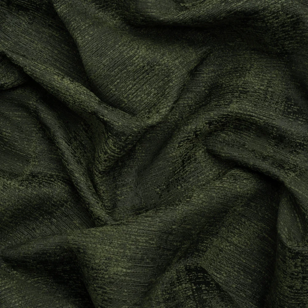 Abstract Textures Recycled Polyester and Cotton Drapery Jacquard - Emerald - British Imported