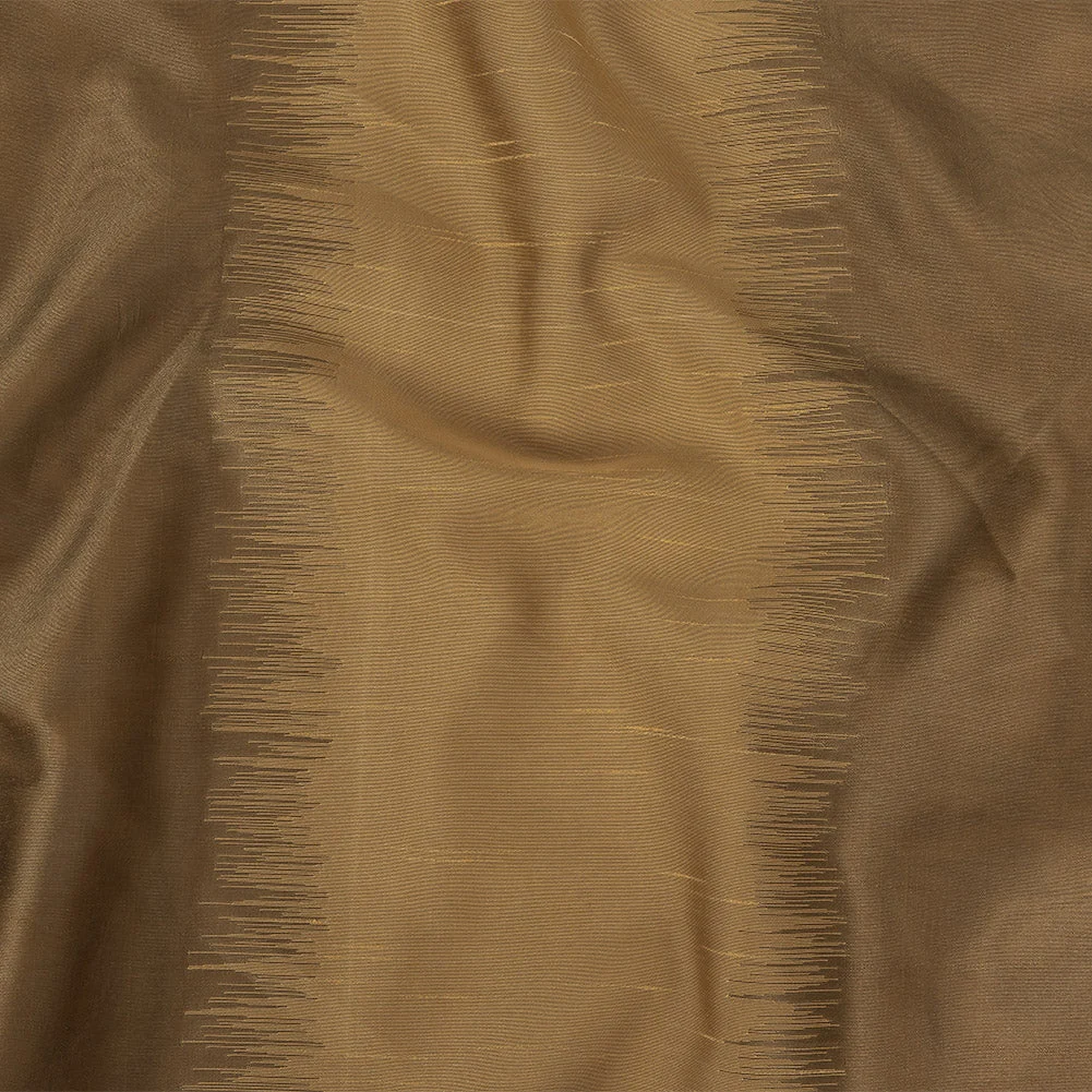 Antique Gold Ikat Stripes Organza and Dupioni Jacquard