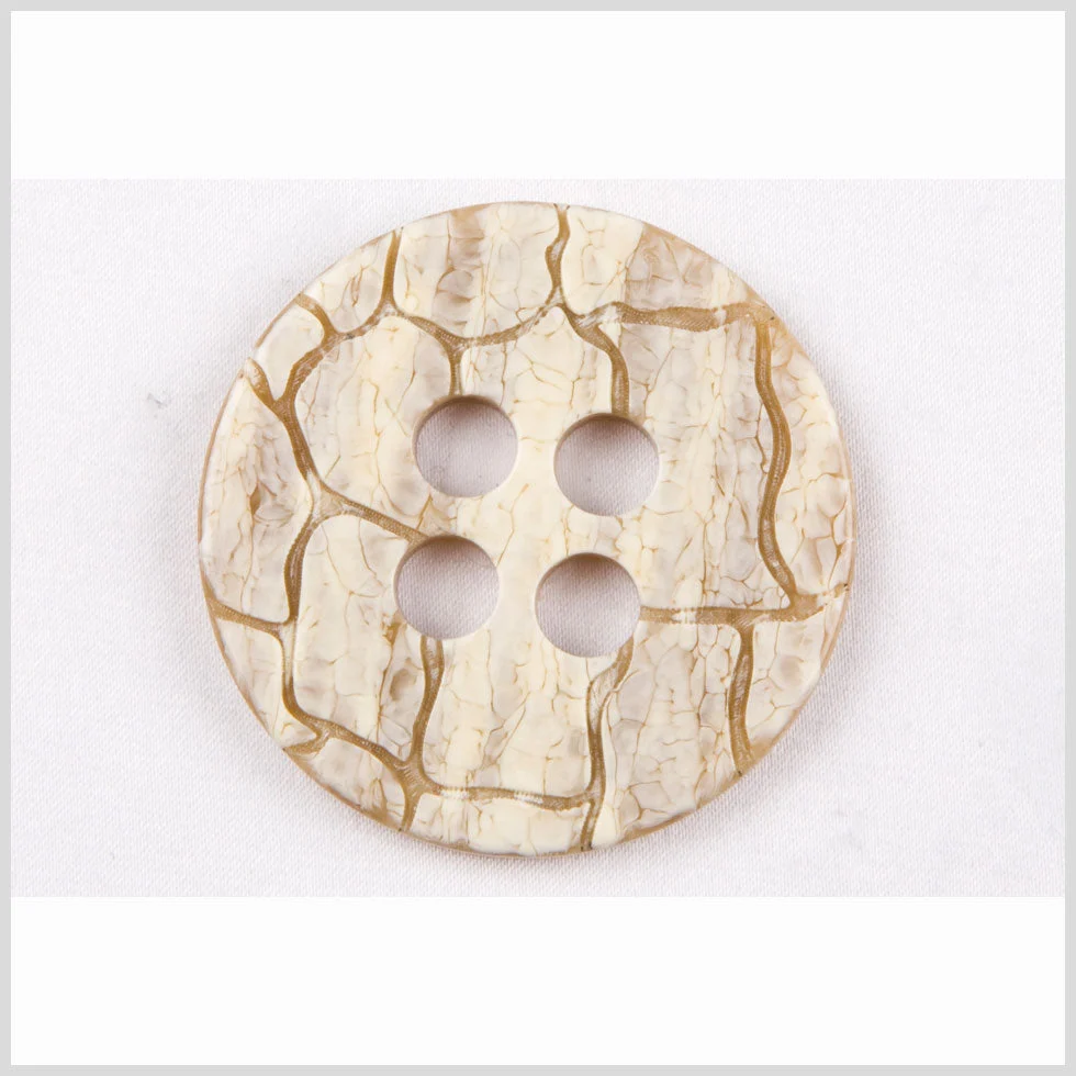 Beige and Brown Crackled 4-Hole Plastic Coat Button - 70L/44.5mm