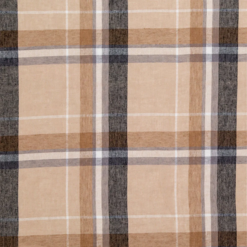 Beige Plaid Cotton Gauze