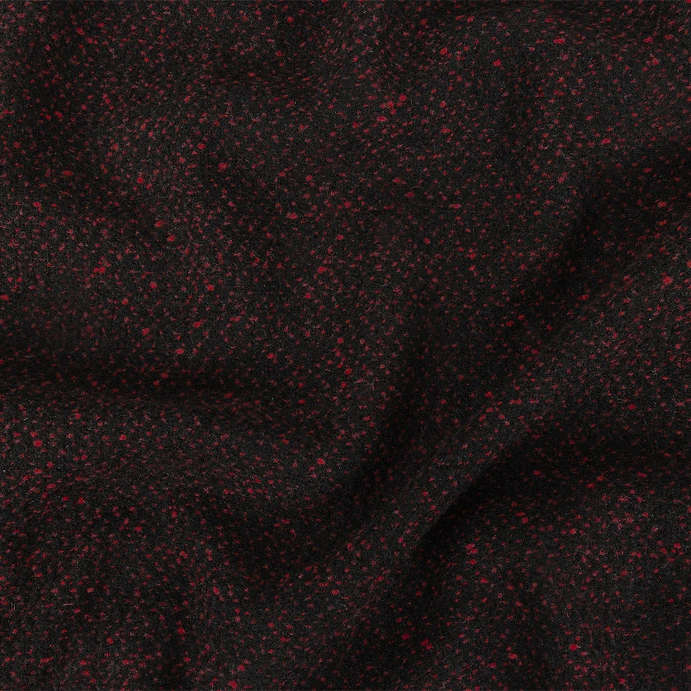 Black and Dark Pink Speckled Tactile Woolen Woven