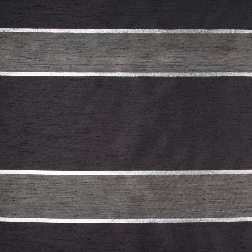 Black/Silver Stripes Shantung /Dupioni