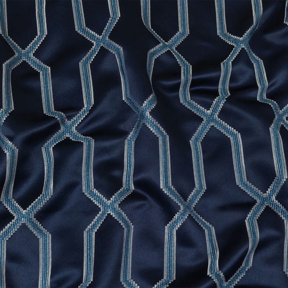 British Imported Ink Satin-Faced Geometric Drapery Jacquard