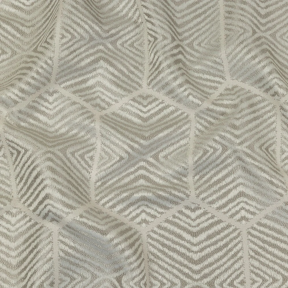British Imported Platinum Geometric Chevron Recycled Polyester Jacquard