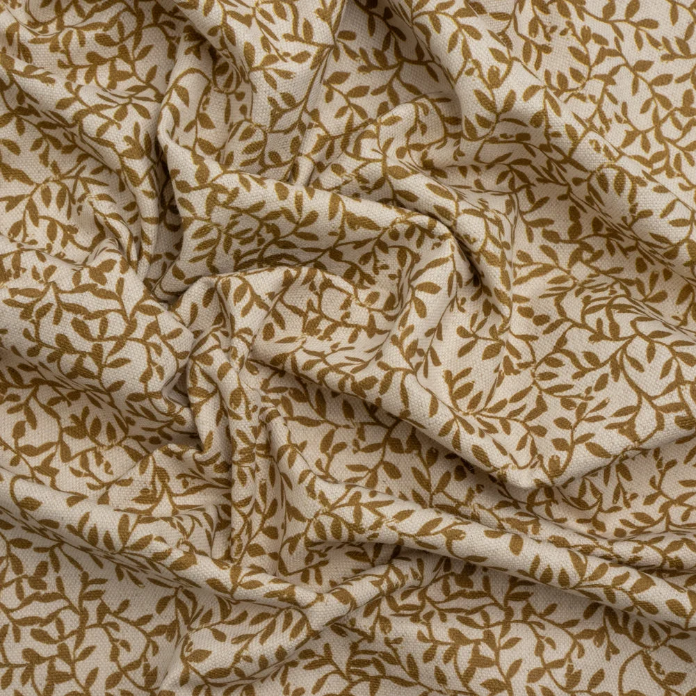 Brushed Cotton and Linen Canvas - Cider Little Vines - British Imported