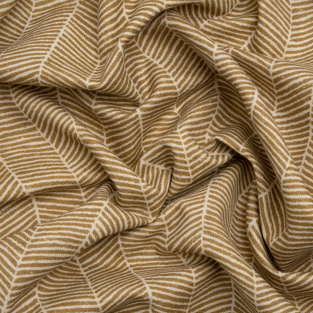 Brushed Cotton and Linen Canvas - Cider Painterly Herringbone - British Imported