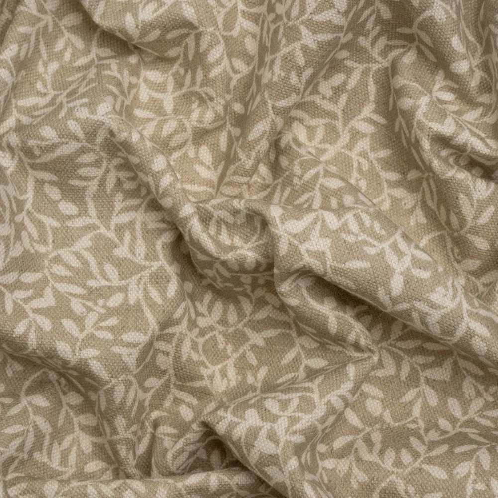 Brushed Cotton and Linen Canvas - Jute Little Vines - British Imported