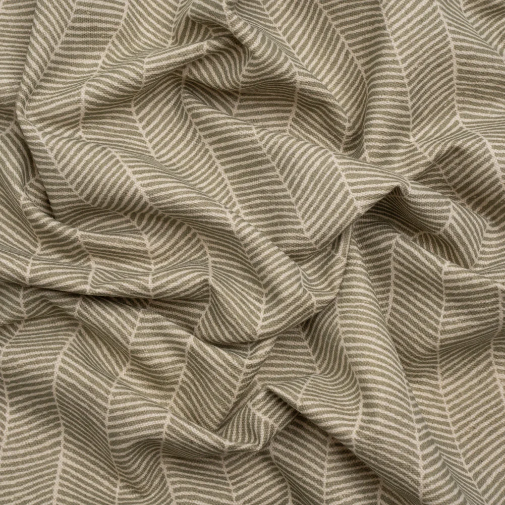 Brushed Cotton and Linen Canvas - Oregano Painterly Herringbone - British Imported