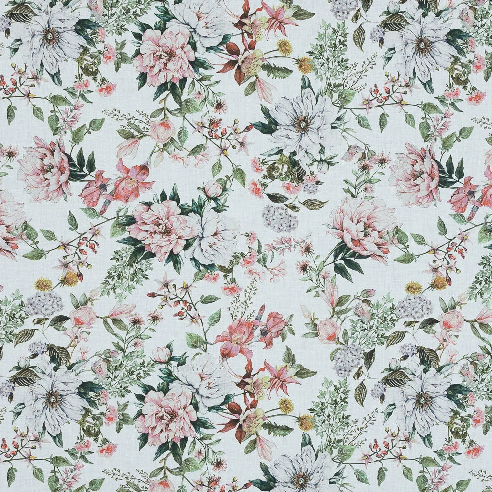Cotton Voile - Pink and Green Floral - Les Fleurs de L'amour Print - Mood Exclusive Jacques Collection