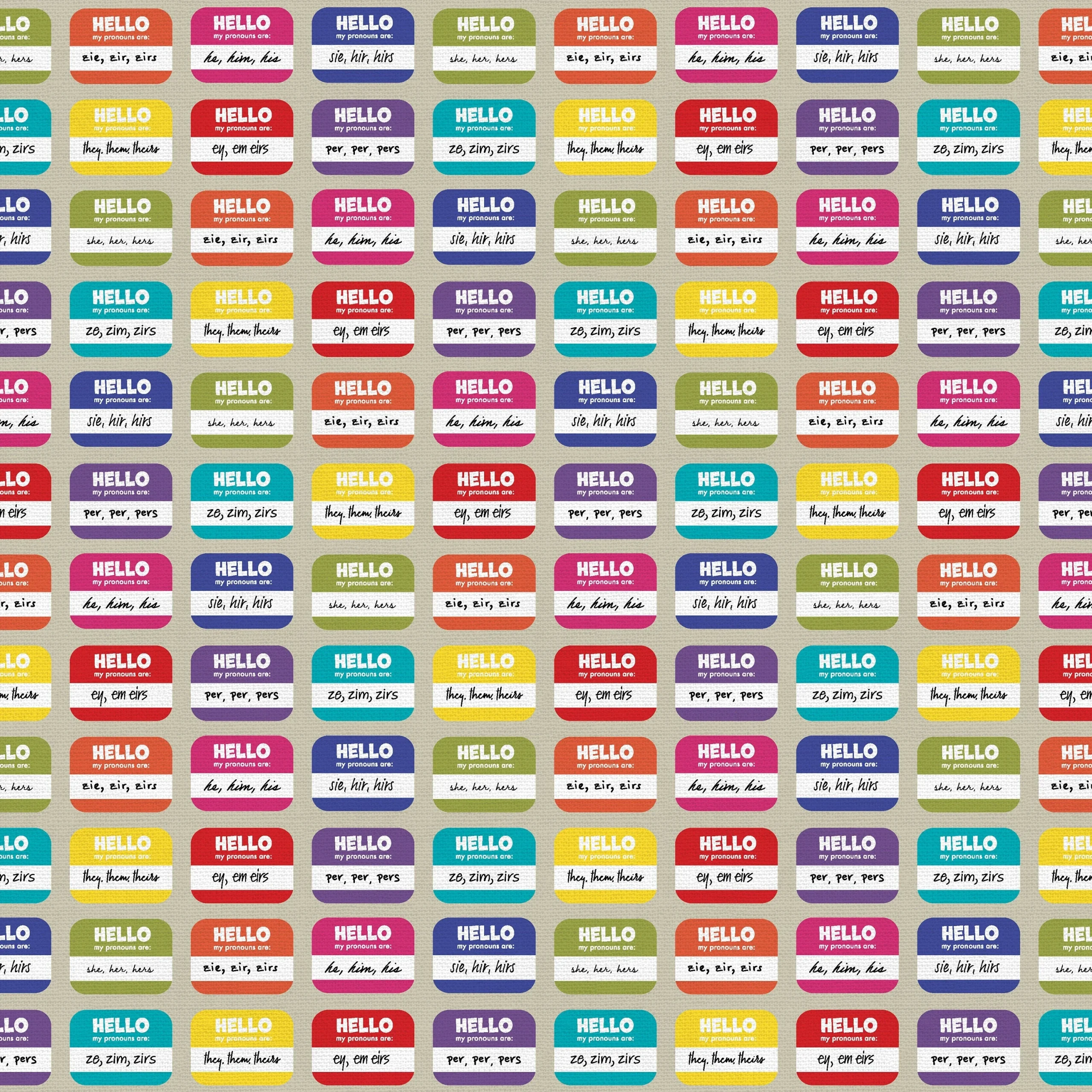 Love is Love Pride Fabrics - Pronoun Badges Rainbow - by Mx Domestic
