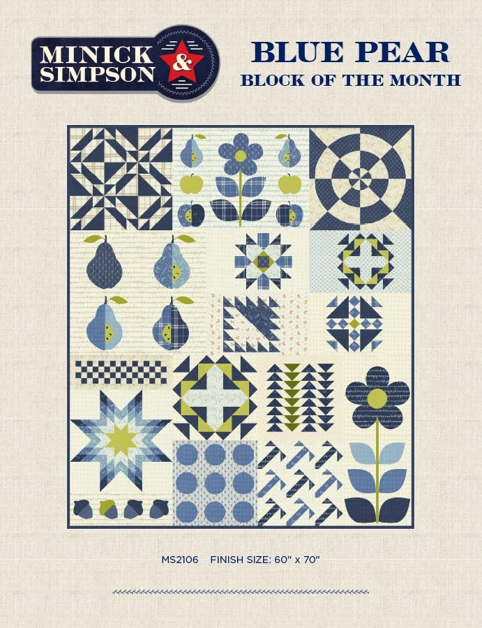 Blue Pear Block of the Month Quilt PatternMinick & Simpson #MS-2106