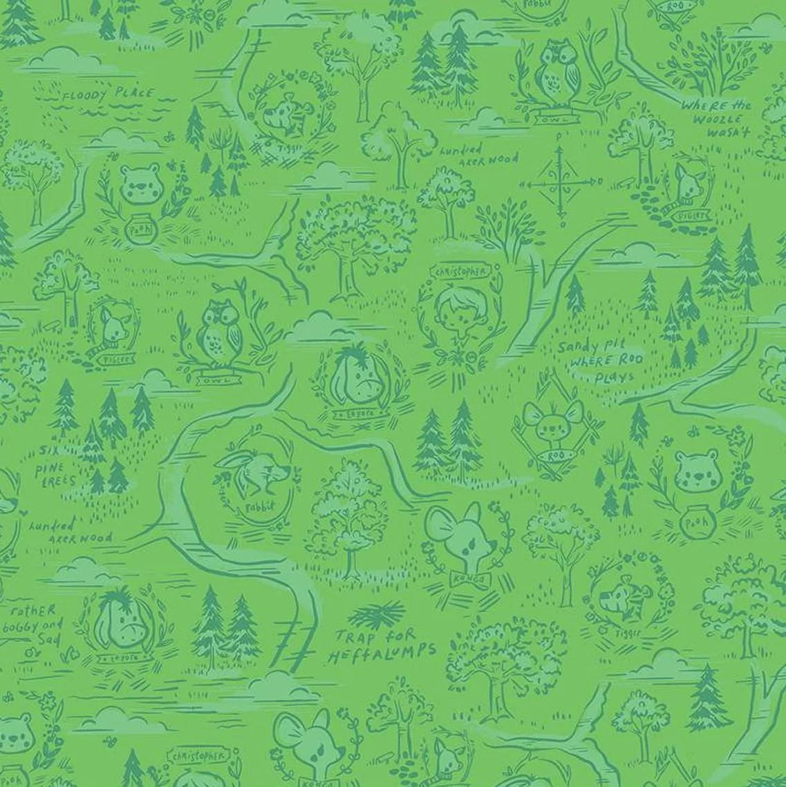 100 Aker Woods - 100 Aker Woods Map Green