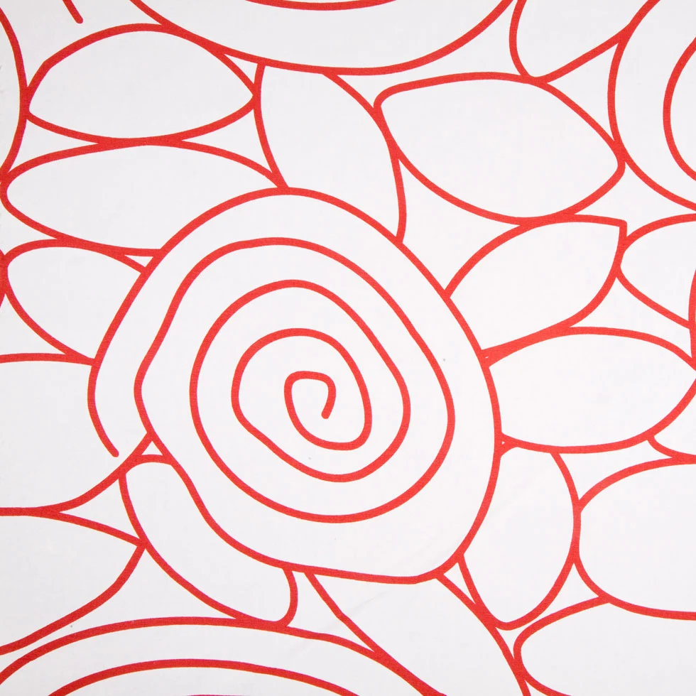 White/Red Swirls Prints
