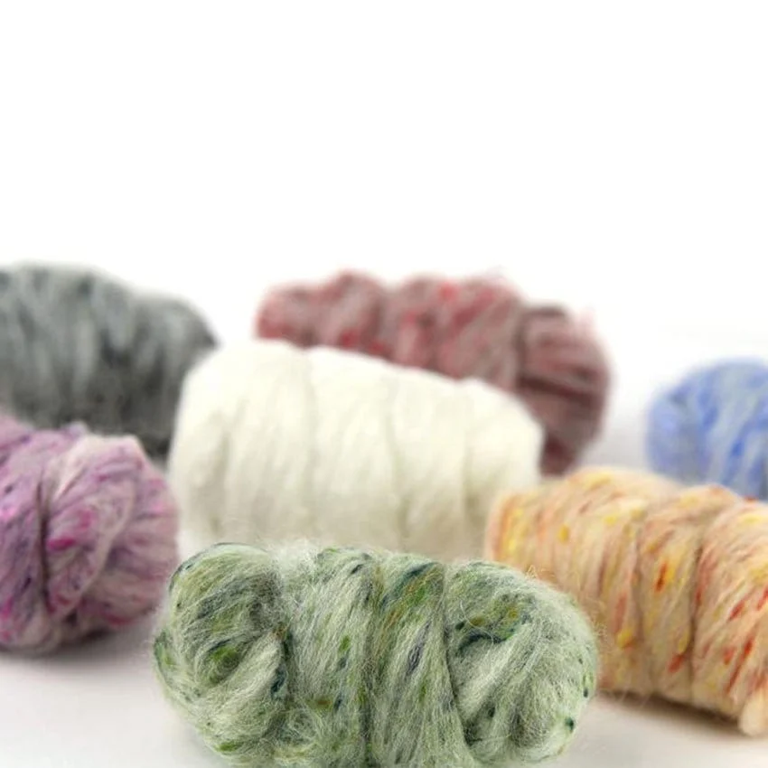 Wool & Viscose Tweed Roving Fiber Blend Mixed Bag